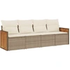 Image de vidaXL Ensemble de salon de jardin 4 pièces avec coussins Beige Poly Rattan