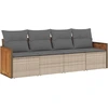Image de vidaXL Ensemble de salon de jardin 4 pièces avec coussins Beige Poly Rattan