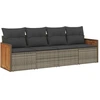 Image de vidaXL Ensemble de salon de jardin 4 pièces avec coussins Gris Poly rotin