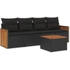 Image de vidaXL Ensemble de salon de jardin 5 pièces avec coussins noir poly rotin