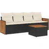 Image de vidaXL Ensemble de salon de jardin 5 pièces avec coussins noir poly rotin