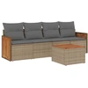 Image de vidaXL Ensemble de salon de jardin 5 pièces avec coussins Beige Poly Rattan