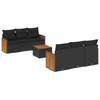 Image de vidaXL Ensemble de salon de jardin 7 pièces avec coussins noir poly rotin