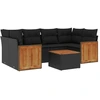 Image de vidaXL Ensemble de salon de jardin 7 pièces avec coussins noir poly rotin