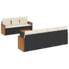 Image de vidaXL Ensemble de jardin canapé 8 pièces avec coussins noir poly rotin