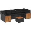 Image de vidaXL Ensemble de jardin canapé 8 pièces avec coussins noir poly rotin