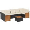 Image de vidaXL Ensemble de jardin canapé 8 pièces avec coussins noir poly rotin