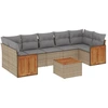 Image de vidaXL Ensemble de jardin canapé 8 pièces avec coussins Beige Poly Rattan