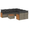 Image de vidaXL Ensemble de salon de jardin 9 pièces avec coussins Gris Poly rotin