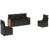 Image de vidaXL Ensemble de salon de jardin 5 pièces avec coussins noir poly rotin