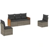 Image de vidaXL Ensemble de salon de jardin 5 pièces avec coussins Gris Poly rotin