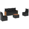 Image de vidaXL Ensemble de salon de jardin 6 pièces avec coussins noir poly rotin