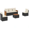 Image de vidaXL Ensemble de salon de jardin 6 pièces avec coussins noir poly rotin