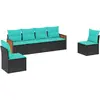 Image de vidaXL Ensemble de 6 canapés de jardin avec coussins, polyrattan noir