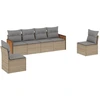 Image de vidaXL Ensemble de salon de jardin 6 pièces avec coussins Beige Poly Rattan