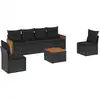 Image de vidaXL Ensemble de salon de jardin 7 pièces avec coussins noir poly rotin