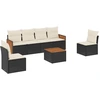 Image de vidaXL Ensemble de salon de jardin 7 pièces avec coussins noir poly rotin