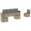 Image de vidaXL Ensemble de salon de jardin 7 pièces avec coussins Beige Poly Rattan