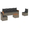 Image de vidaXL Ensemble de salon de jardin 7 pièces avec coussins Gris Poly rotin