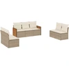 Image de vidaXL Ensemble de salon de jardin 7 pièces avec coussins Beige Poly Rattan