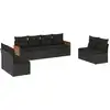 Image de vidaXL Ensemble de jardin canapé 8 pièces avec coussins noir poly rotin