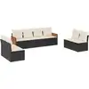 Image de vidaXL Ensemble de jardin canapé 8 pièces avec coussins noir poly rotin