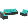 Image de vidaXL Ensemble de 8 canapés de jardin avec coussins, polyrattan noir