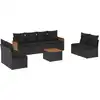 Image de vidaXL Ensemble de salon de jardin 9 pièces avec coussins noir poly rotin