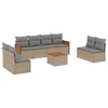 Image de vidaXL Ensemble de salon de jardin 9 pièces avec coussins beige Poly rotin