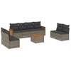 Image de vidaXL Ensemble de salon de jardin 9 pièces avec coussins Gris Poly rotin