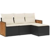 Image de vidaXL Ensemble de salon de jardin 4 pièces avec coussins noir poly rotin