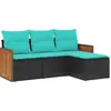 Image de vidaXL Ensemble canapé de jardin 4 pièces avec coussins, polyrattan noir