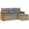 Image de vidaXL Ensemble de salon de jardin 4 pièces avec coussins Beige Poly Rattan