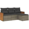 Image de vidaXL Ensemble de salon de jardin 4 pièces avec coussins Gris Poly rotin