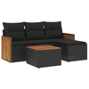 Image de vidaXL Ensemble de salon de jardin 5 pièces avec coussins noir poly rotin