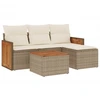 Image de vidaXL Ensemble de salon de jardin 5 pièces avec coussins Beige Poly Rattan