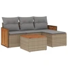Image de vidaXL Ensemble de salon de jardin 5 pièces avec coussins Beige Poly Rattan