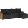 Image de vidaXL Ensemble de salon de jardin 5 pièces avec coussins noir poly rotin