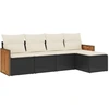 Image de vidaXL Ensemble de salon de jardin 5 pièces avec coussins noir poly rotin