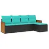 Image de vidaXL Ensemble de 5 canapés de jardin avec coussins, polyrattan noir