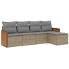 Image de vidaXL Ensemble de salon de jardin 5 pièces avec coussins Beige Poly Rattan