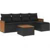 Image de vidaXL Ensemble de salon de jardin 6 pièces avec coussins noir poly rotin