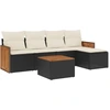Image de vidaXL Ensemble de salon de jardin 6 pièces avec coussins noir poly rotin