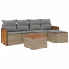 Image de vidaXL Ensemble de salon de jardin 6 pièces avec coussins Beige Poly Rattan