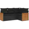 Image de vidaXL Ensemble de salon de jardin 4 pièces avec coussins noir poly rotin