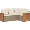 Image de vidaXL Ensemble de salon de jardin 4 pièces avec coussins Beige Poly Rattan
