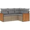 Image de vidaXL Ensemble de salon de jardin 4 pièces avec coussins Beige Poly Rattan