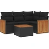 Image de vidaXL Ensemble de salon de jardin 5 pièces avec coussins noir poly rotin