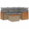 Image de vidaXL Ensemble de salon de jardin 5 pièces avec coussins Beige Poly Rattan
