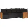 Image de vidaXL Ensemble de salon de jardin 5 pièces avec coussins noir poly rotin